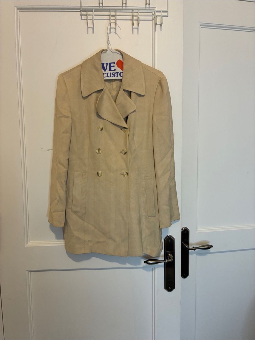 Vintage Giorgio Armani Double-Breasted Rayon Coat - Beige👝